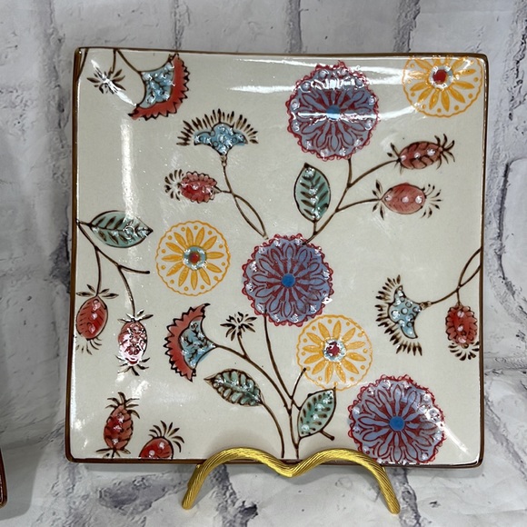 Signes Grimalt Square Plates Set of 2 Bohemian Print Decorative Serving Painted - Picture 3 of 10